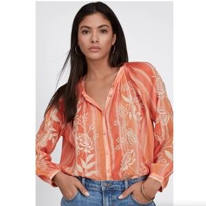 Johnny Was Harlow Raglan Poet Silk-Blend Shirt